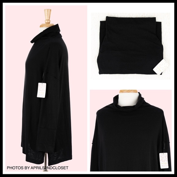 FREE PEOPLE BOHO BLACK FLOWY TUNIC TEE TOP A2C - Picture 11 of 14